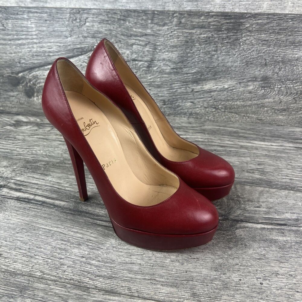 Christian Louboutin Bianca Size 36 1/2 Burgundy Patent Leather Platform Pumps